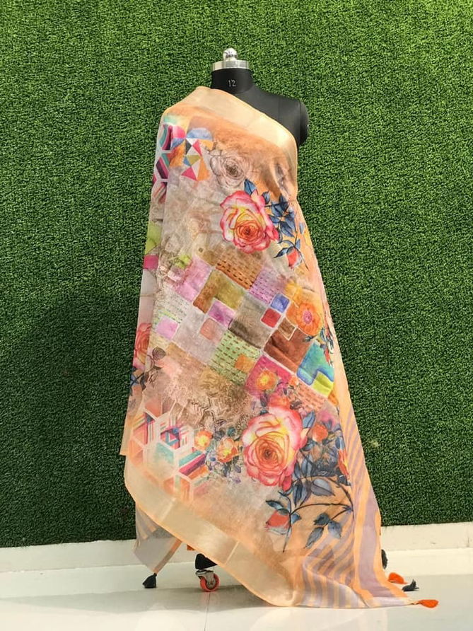 03 Lilen Silk Fancy Printed Dupatta Wholesalers In Delhi
